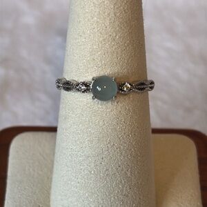 NEW Natural Blue Jadeite 925 Sterling Silver Ring
